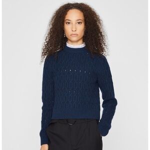 NEW Club Monaco Pointelle Cable Knit Wool Sweater M